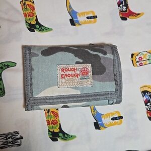 Rough Enough Camo Canvas Trifold Wallet Mens OS Tactical Outdoor Blue Grey USA